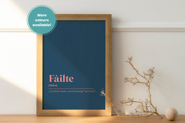 Failte Welcome Gaelic Dictionary UNFRAMED PRINT