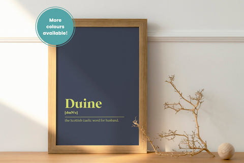 Duine Husband Marriage Wedding Love Gaelic Dictionary UNFRAMED PRINT