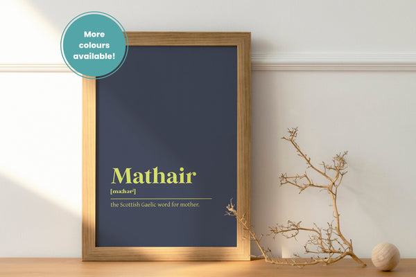 Mathair Mother Family Gift Gaelic Dictionary UNFRAMED PRINT