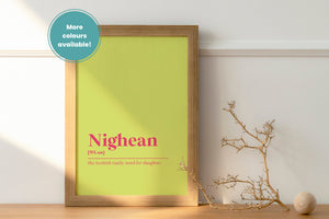 Nighean Daughter Family Gift Gaelic Dictionary UNFRAMED PRINT