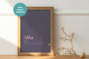 Alba Scotland Gaelic Dictionary UNFRAMED PRINT