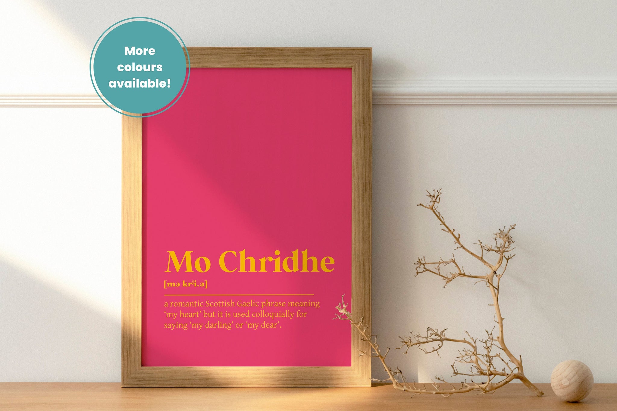 Mo Chridhe Heart Love Marriage Engagement Gaelic Dictionary UNFRAMED PRINT