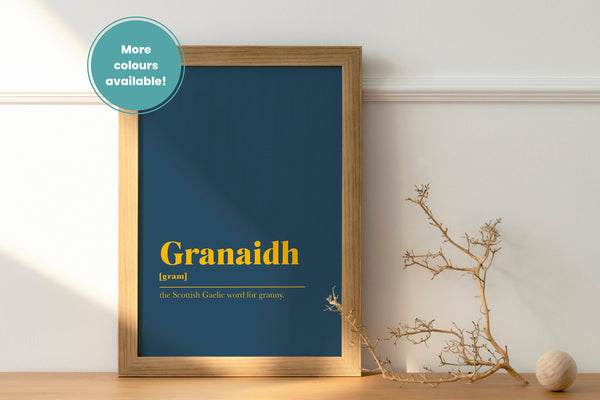 Granaidh Gran Granny Family Gift Gaelic Dictionary UNFRAMED PRINT