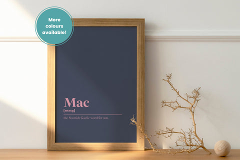 Mac Son Family Gift Gaelic Dictionary UNFRAMED PRINT