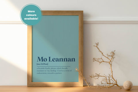 Mo Leannan Love Heart Marriage Engagement Gaelic Dictionary UNFRAMED PRINT