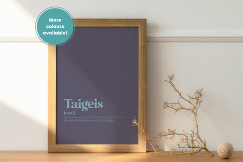 Taigeis Haggis Food Gaelic Dictionary UNFRAMED PRINT