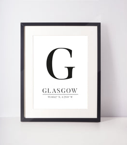 Glasgow Special Place Location Wall Art Unframed Print